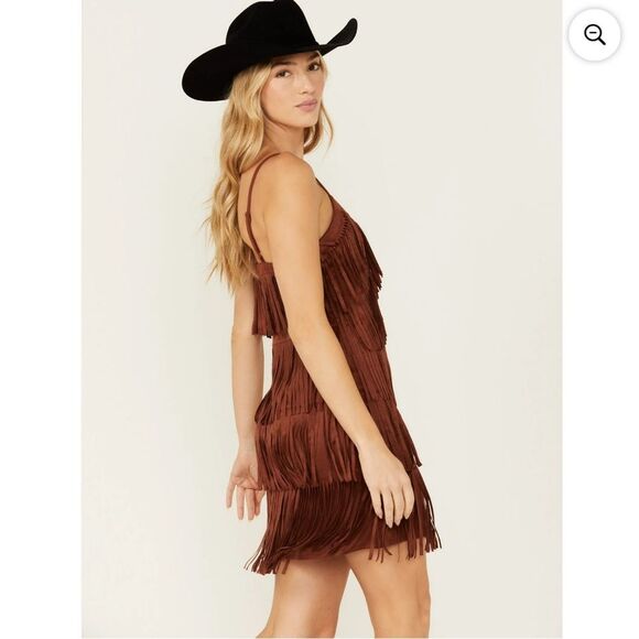 Idyllwind by Miranda Lambert Brixworth Terracotta Fringe Mini Dress - Picture 4 of 15